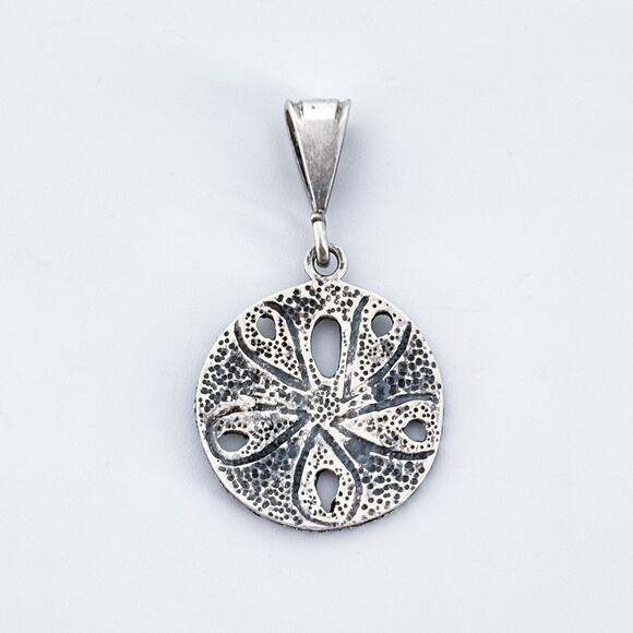 Vintage Sterling Silver 925 Sand Dollar Pendant Ocean Charm - Picture 4 of 6